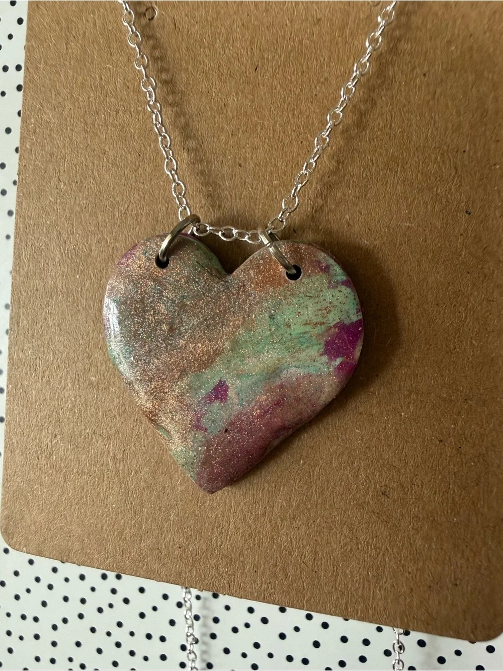 Handmade Multicolor Heart Pendant Necklace - Women Jewelry - Picture 4 of 8